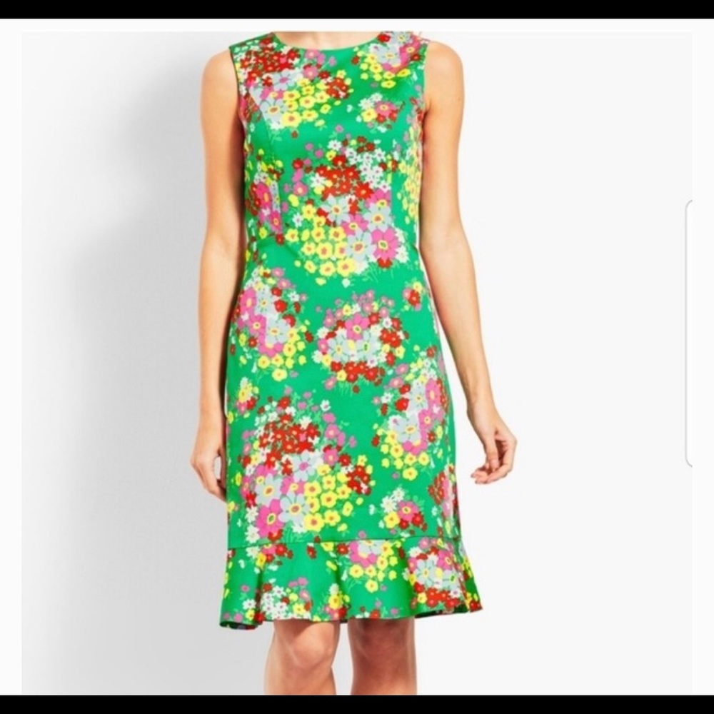 NWT Talbots Green floral sleeveless dress - sz 12